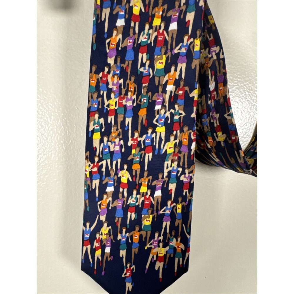 Marathon Runners Tie Alynn Neckwear Silk handmade Creative American Design 60"